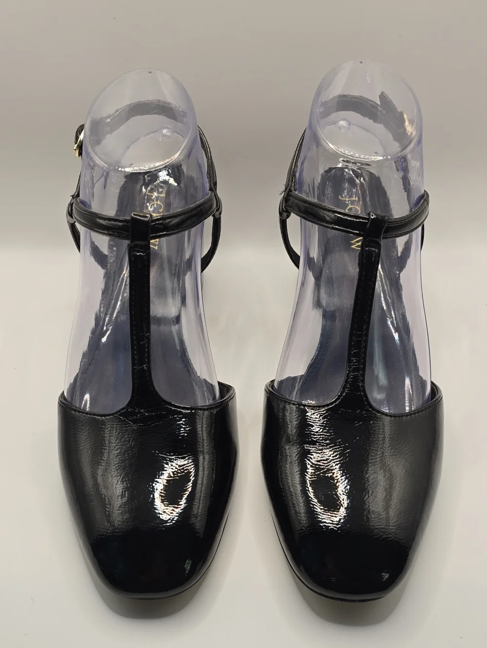 J. Crew Black Patent T-Strap Block Heels